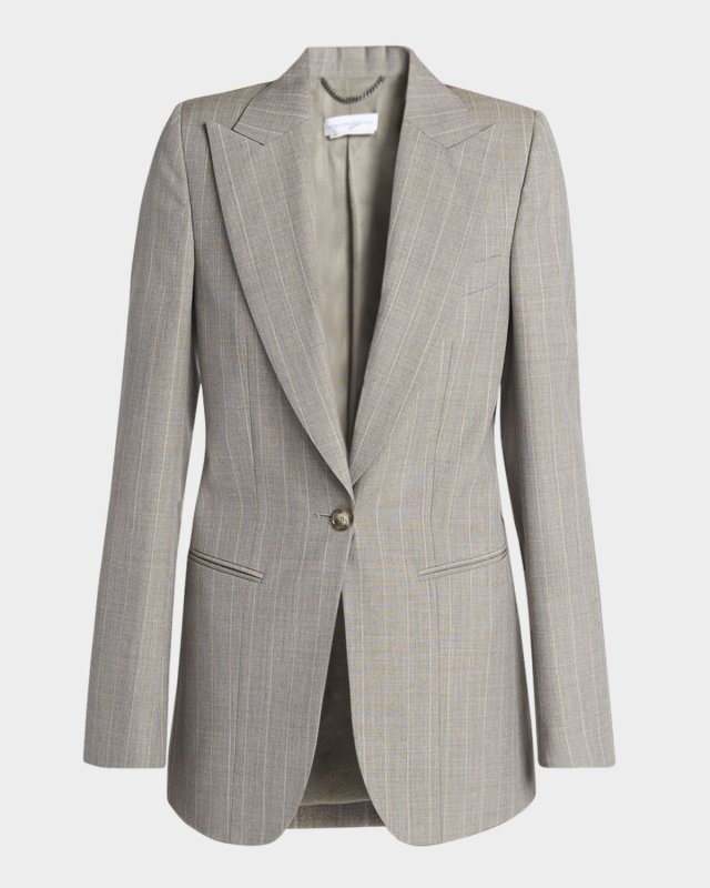 Striped Melange Single-Breasted Slim Jacket